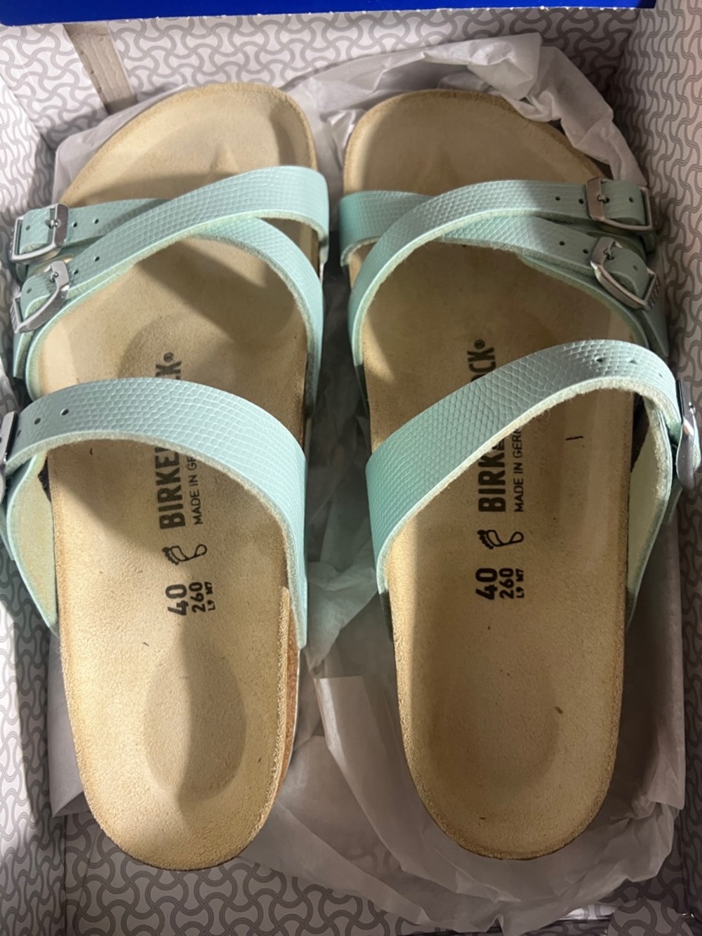 Birkenstock Shiny Lizard Surf Green Franca Sandals - Picture 4 of 4
